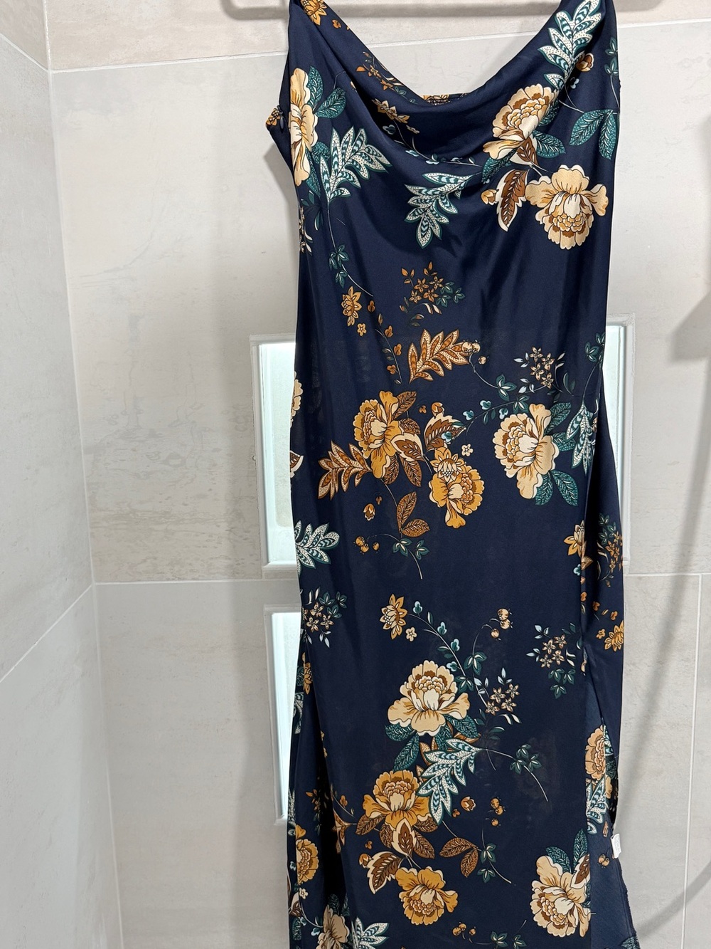 Floral Navy Cowl Neck Slip Dress